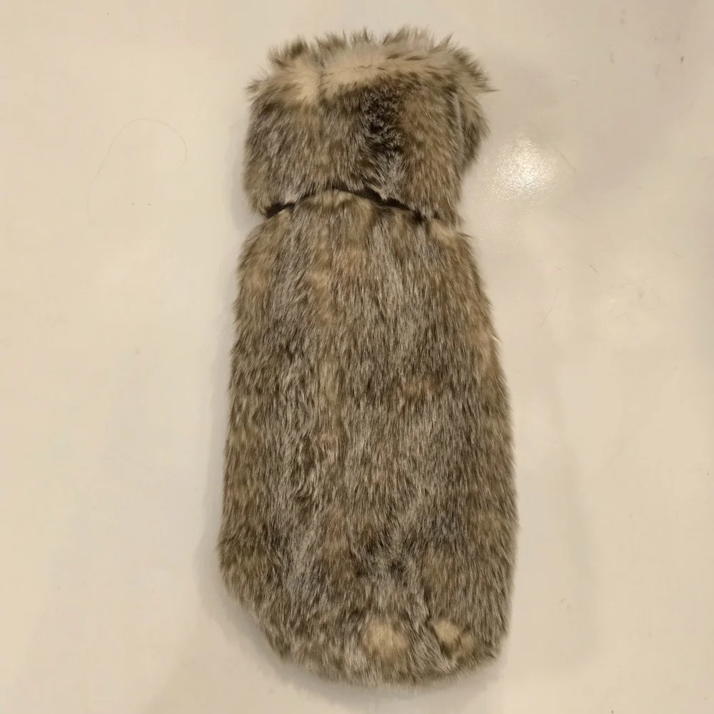 NWT Nicole Miller Brown, Taupe and Cream Faux Fur Wine Bottle Tote
